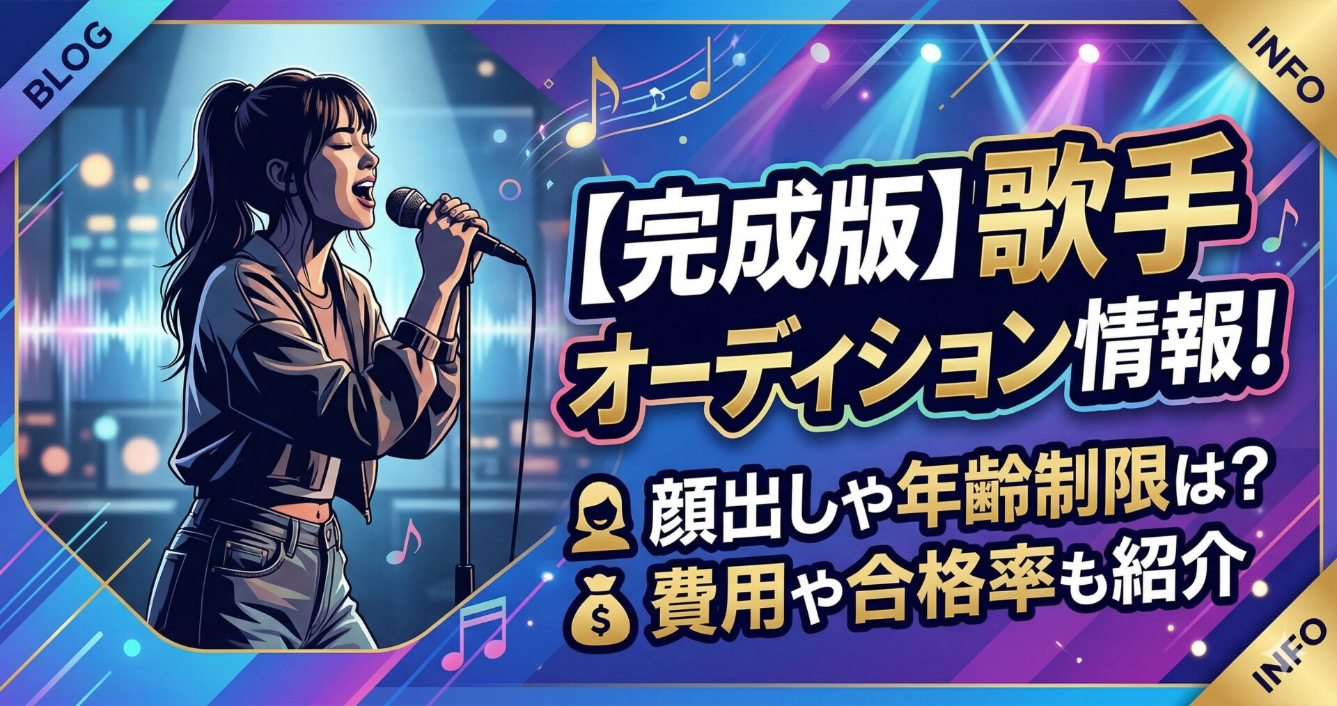 【完成版】歌手オーディション情報!顔出しや年齢制限は?費用や合格率も紹介