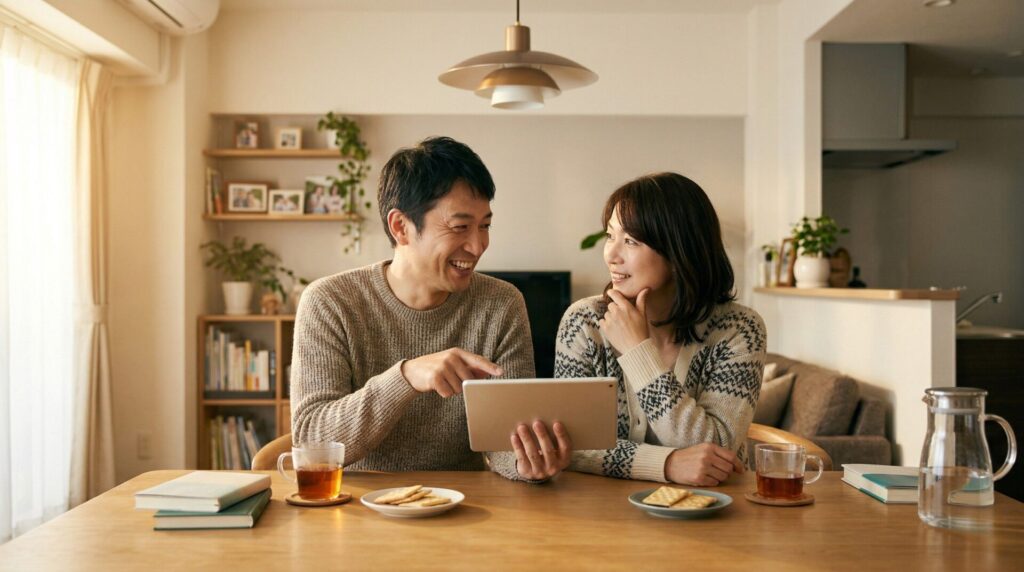 家族と歌手活動について話し合う様子