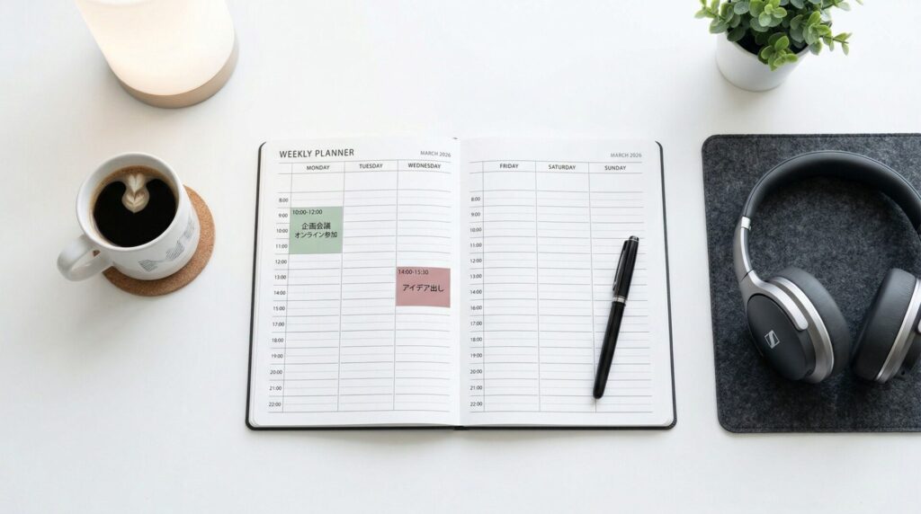 歌手活動のスケジュールが書かれたプランナー