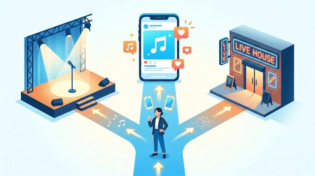 歌手を目指す3つのルートのイメージ