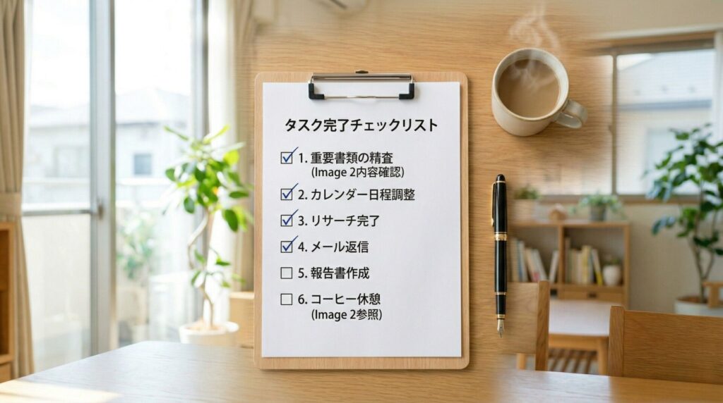 チェックリストが書かれたクリップボード